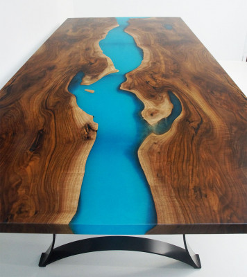 Dining table, epoxy resin tables, real wood, solid furniture, epoxy table, waterfall, new