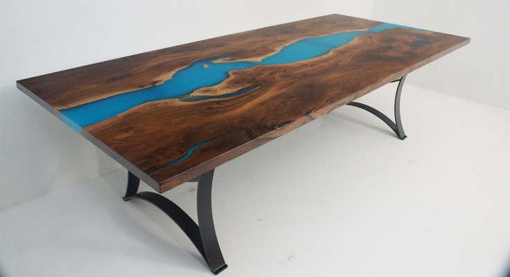 Dining table, epoxy resin tables, real wood, solid furniture, epoxy table, waterfall, new