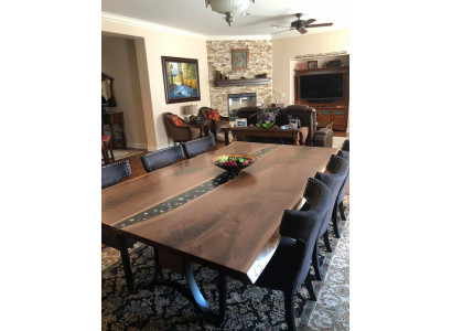 Table dining table tables epoxy resin epoxy waterfall real wood solid furniture