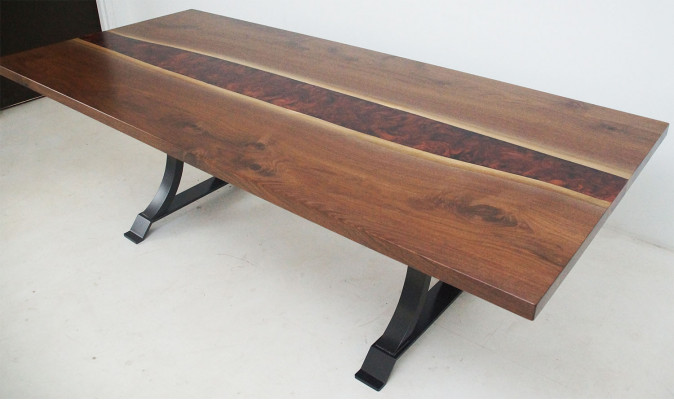 Epoxy Resin Dining Table Real Wood Solid Furniture Waterfall Epoxy Table 240x100cm