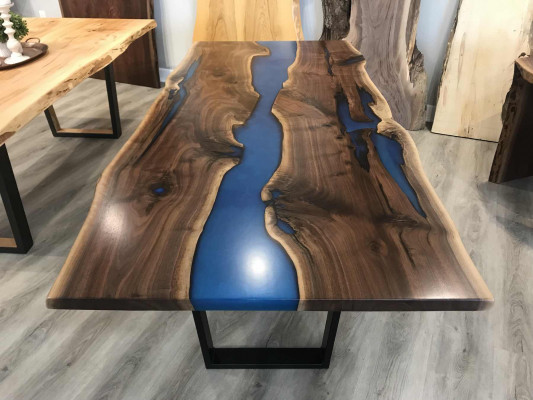 Table dining table tables epoxy resin epoxy real wood solid design furniture 240x100