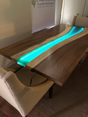 Epoxy resin dining table genuine solid wood furniture waterfall epoxy table 240x100 New