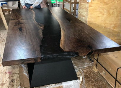 Epoxy Resin Dining Table Real Wood Solid Furniture Waterfall Epoxy Table 220x100cm