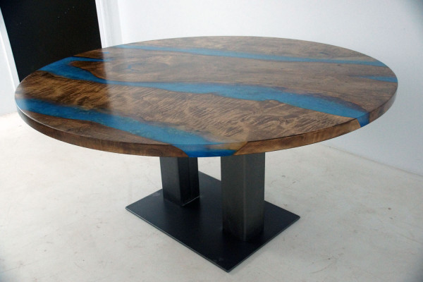 Round dining table river table real wood river table 150 cm tables epoxy resin