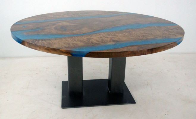 Round dining table river table real wood river table 150 cm tables epoxy resin