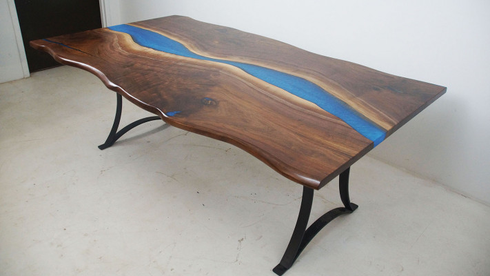 Dining Table River Table Real Wood River Table 220x100 Solid Tables Epoxy Resin
