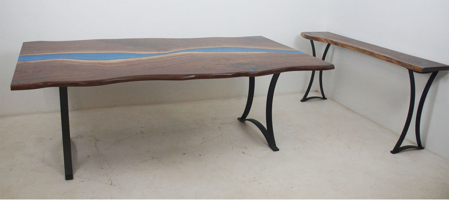 Dining Table River Table Real Wood River Table 220x100 Solid Tables Epoxy Resin
