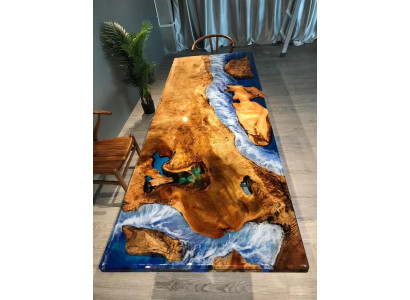 Dining table design, resin table, modern tables, sea river furniture, 220x90 epoxy ocean.