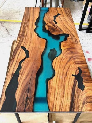 Modern Table Dining Table Design Table Resin Sea River Furniture 220x90 Epoxy Ocean