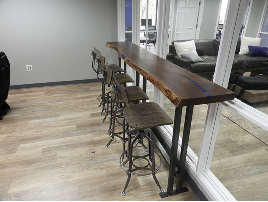 Epoxy Counter Bar Table Real Wood Solid Furniture Waterfall Epoxy Table 240x70