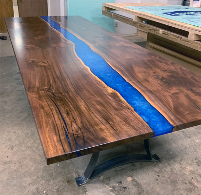 Epoxy Resin Dining Table River Table 240x100 New Solid Wood Tables