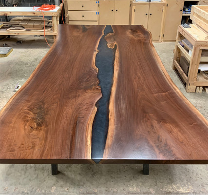 River table dining table solid 240x100 epoxy resin sea waterfall