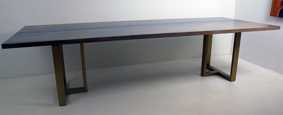 Epoxy Resin Dining Table River Table Real Solid Wood Decor Tables 220x100