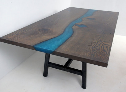 Epoxy Resin Dining Table River Table Real Solid Wood Tables 220x100