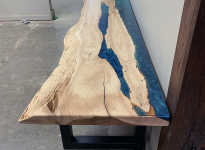 Epoxy resin dining table real wood solid furniture waterfall epoxy table 250x60cm