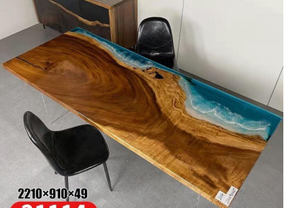 Table Dining table Tables Resin Epoxy Solid Design Furniture 221x91 Real
