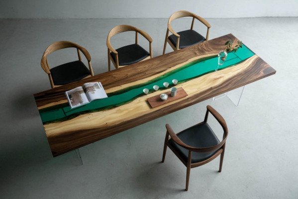 Epoxy Resin Dining Table River Table Real Solid Wood Tables 220x90