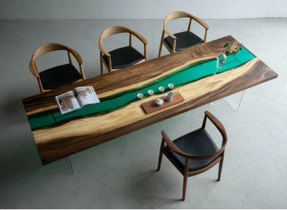 Epoxy Resin Dining Table River Table Real Solid Wood Tables 220x90