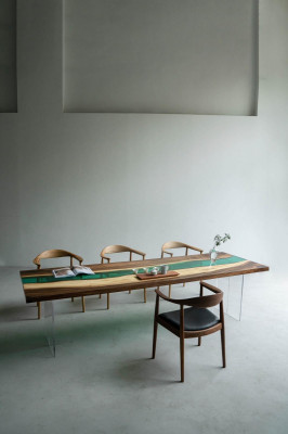 Epoxy Resin Dining Table River Table Real Solid Wood Tables 220x90