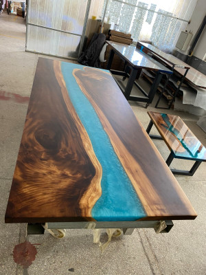 Modern tables dining table design resin table sea river furniture 220x90