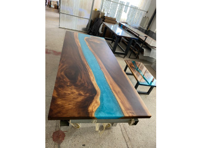 Modern tables dining table design resin table sea river furniture 220x90