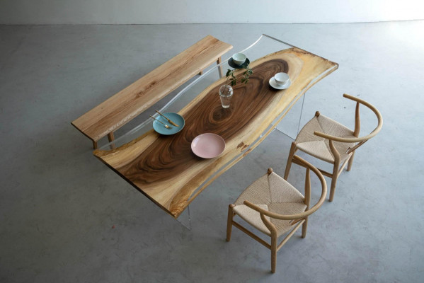 Tables Epoxy Resin Dining Table Wood Solid Furniture Waterfall Epoxy Table