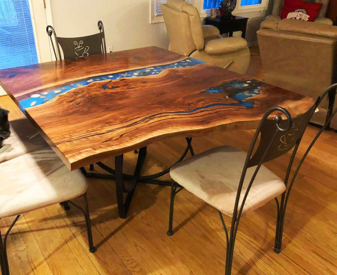 Custom-made table epoxy resin river real wood price 1sqm tables