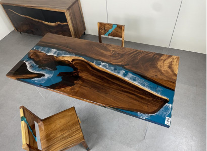 Dining Table River Table Wooden Table River Table 180x90 Solid Tables