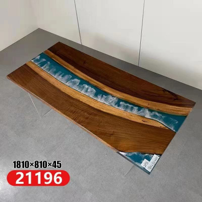 Real Wood Waterfall Table Epoxy Resin Dining Table Epoxy Tables Solid