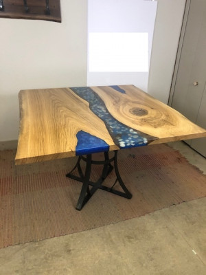 Dining Table River Table Real Wood River Table 110x110 Solid Tables