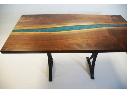 Genuine wood epoxy resin river table black water tables epoxy furniture solid