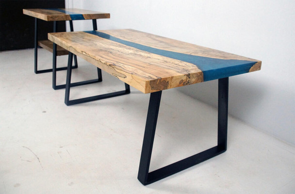 Custom-Made Table Epoxy Resin Flow Real Wood Price 1sqm Tables