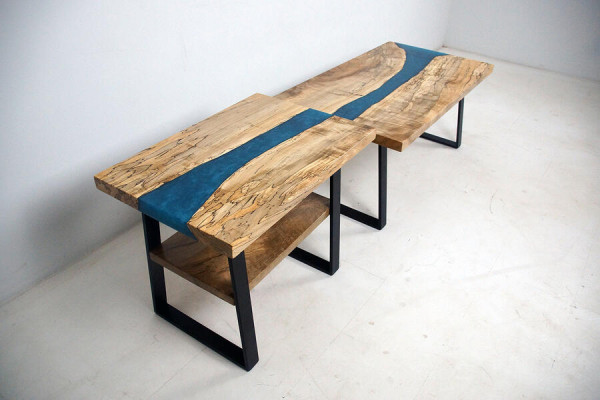 Custom-Made Table Epoxy Resin Flow Real Wood Price 1sqm Tables