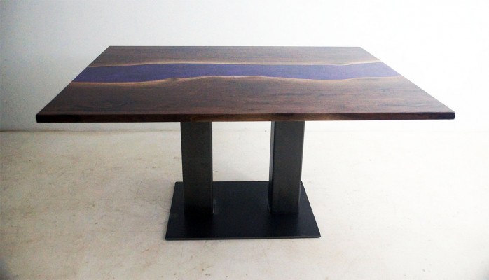 Table Epoxy Resin Flow Real Wood Price 1 sqm Customized Tables