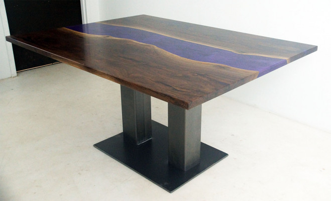 Table Epoxy Resin Flow Real Wood Price 1 sqm Customized Tables
