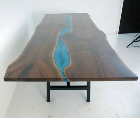 Real Wood Waterfall Table Epoxy Tables Resin Dining Table Epoxy Solid