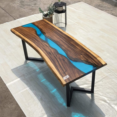 Epoxy Resin Coffee Table River Table Real Solid Wood 120x60