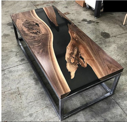 River Table Epoxy Resin Coffee Table Real Solid Wood Tables 120x60