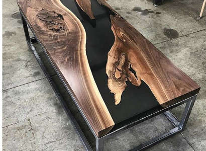 River Table Epoxy Resin Coffee Table Real Solid Wood Tables 120x60