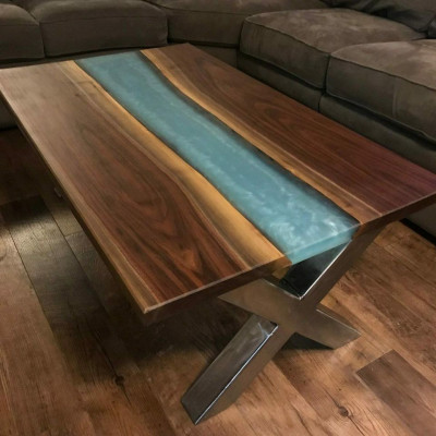Coffee Table River Table Epoxy Resin Solid Wood Tables 120x60 River Table