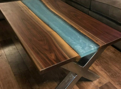 Coffee Table River Table Epoxy Resin Solid Wood Tables 120x60 River Table