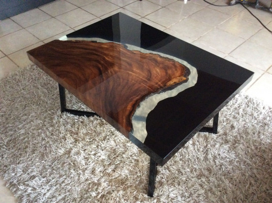 Coffee table River Table epoxy resin solid wood tables 70x40 river table