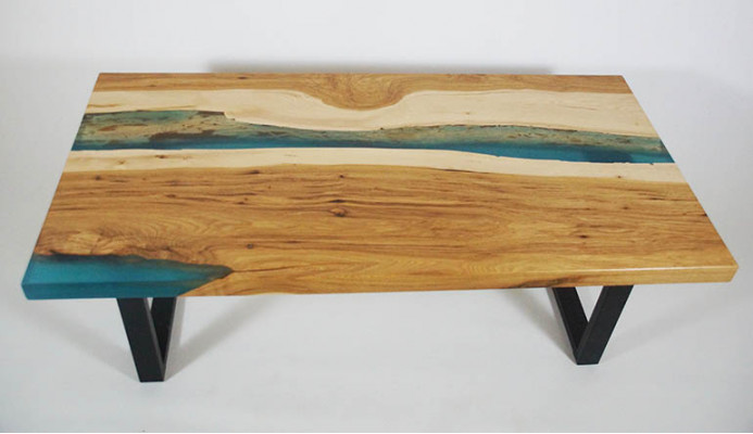 Coffee table river table epoxy resin solid tables 120x70 river table real wood