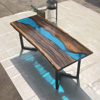 Coffee Table River Table Solid Wood Tables 100x50 River Table Sea Waterfall
