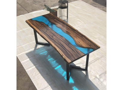 Coffee Table River Table Solid Wood Tables 100x50 River Table Sea Waterfall
