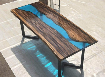 Coffee Table River Table Solid Wood Tables 100x50 River Table Sea Waterfall