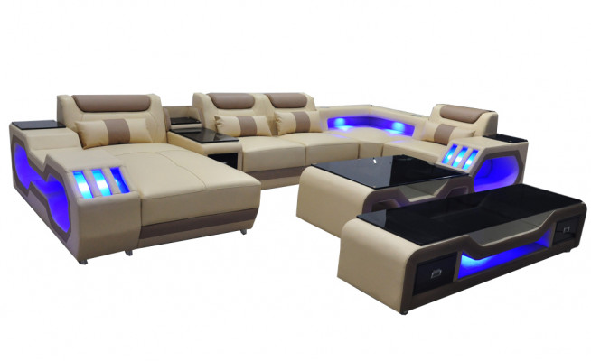 Leather Sofas Corner Suite Design Sofa Living Landscape + Couch Table + RTV G8046