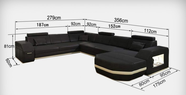 Leather sofa couch upholstery corner seating set living landscape U shape couches +USB