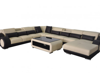 Leather sofa living landscape suite design modern corner sofa U-shape chaise G8035