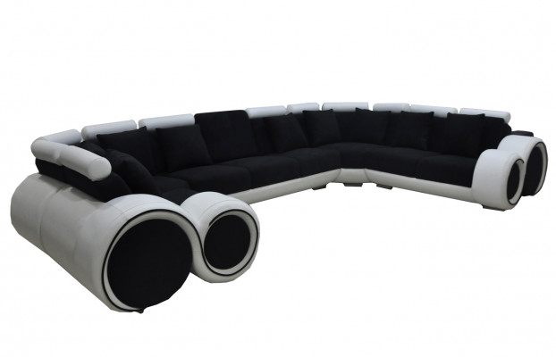 Corner Leather Modern XXL Couch Living Landscape Leather Sofa U-shape A1163 with USB